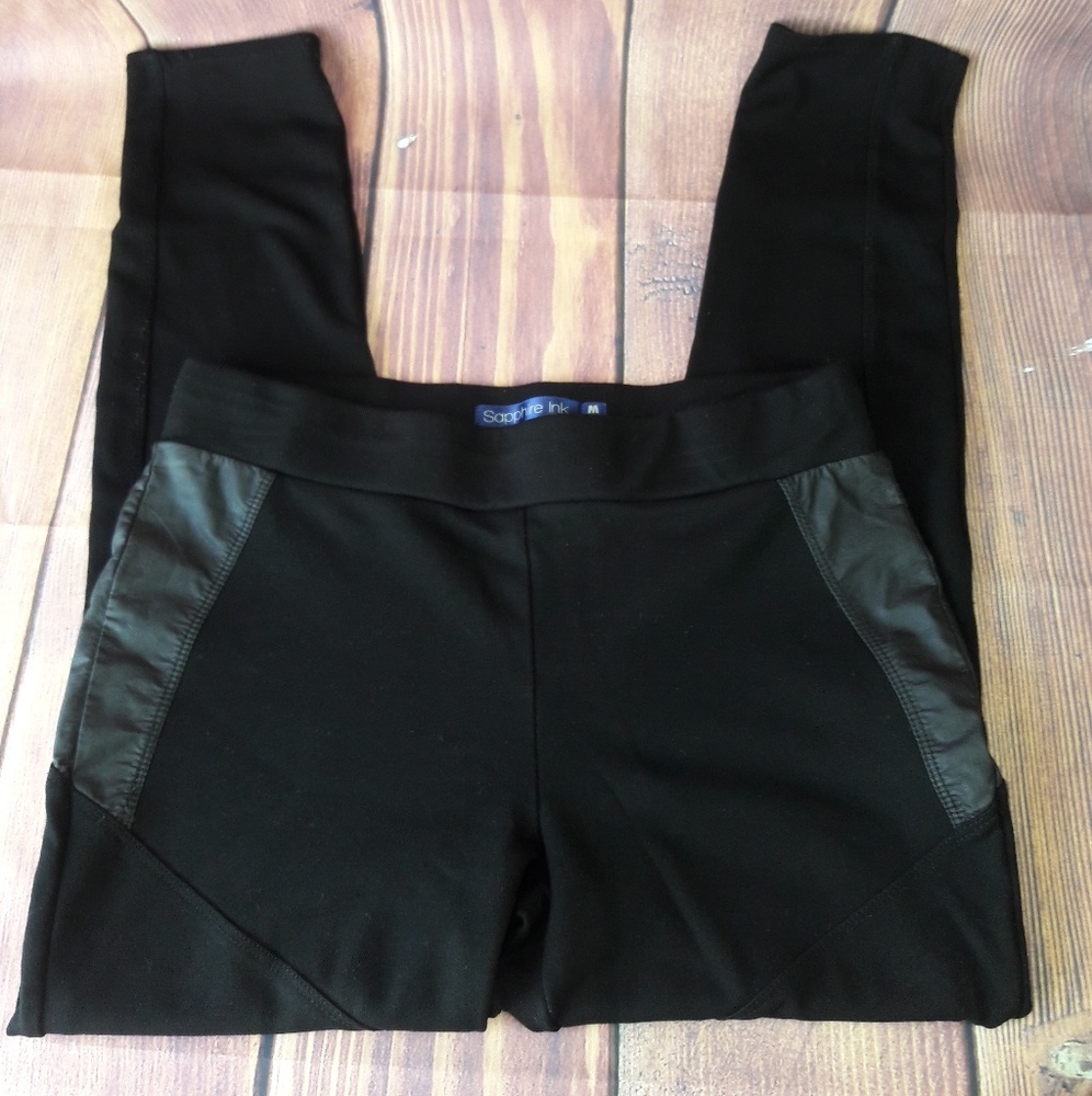 Sapphire Ink Women's Black Leggings Pants Leather